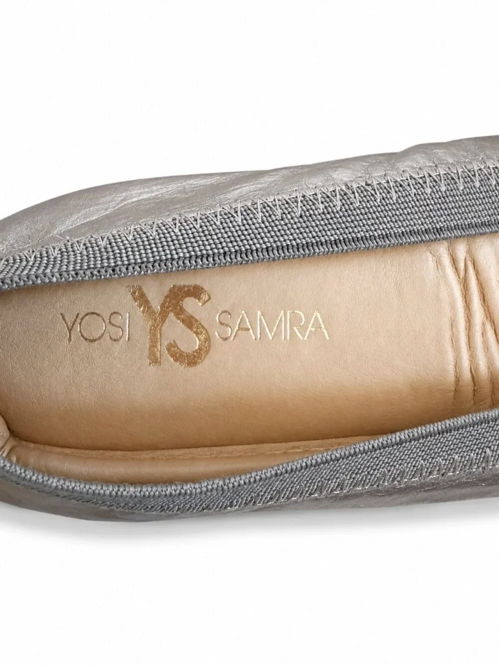 Yosi Samra Samara Pewter Metallic Foldable Ballet Flats Size 8